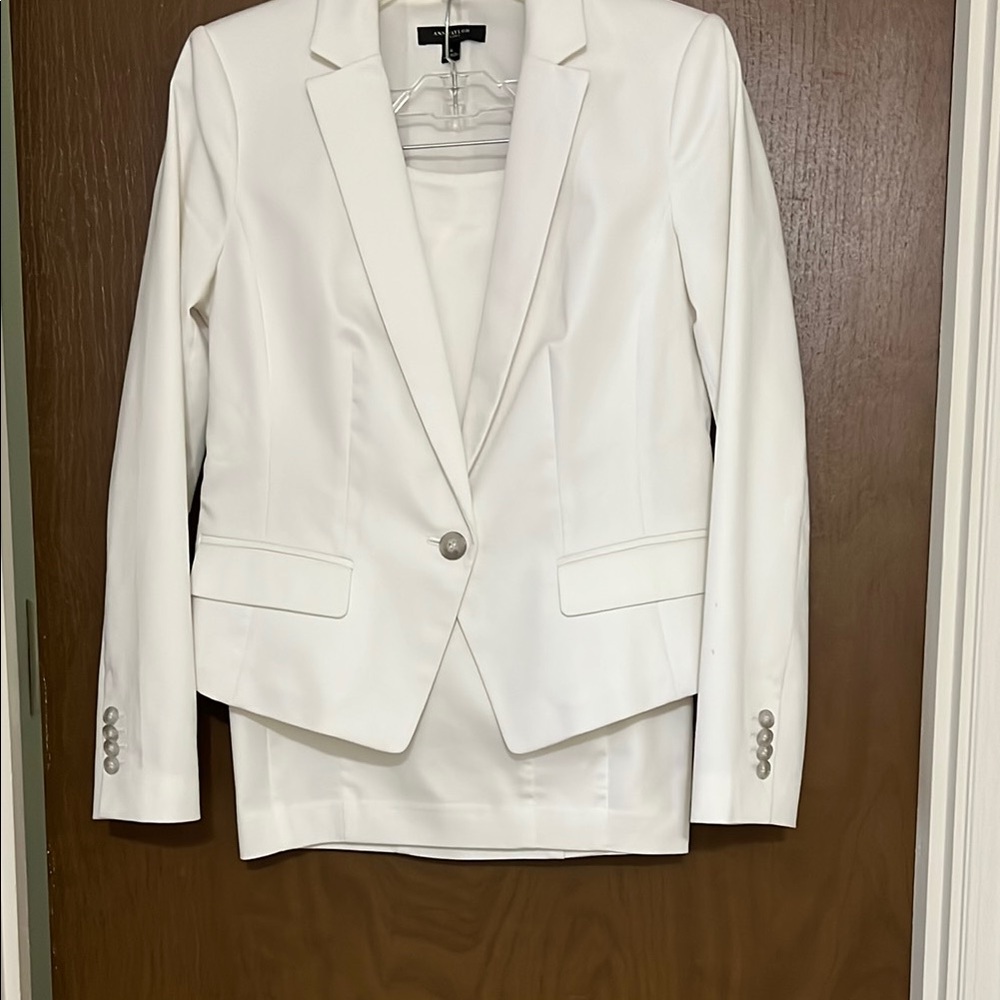 Ann Taylor White Blazer Modern Fitted Suit Jacket